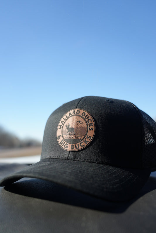 Black Leather Patch Hat