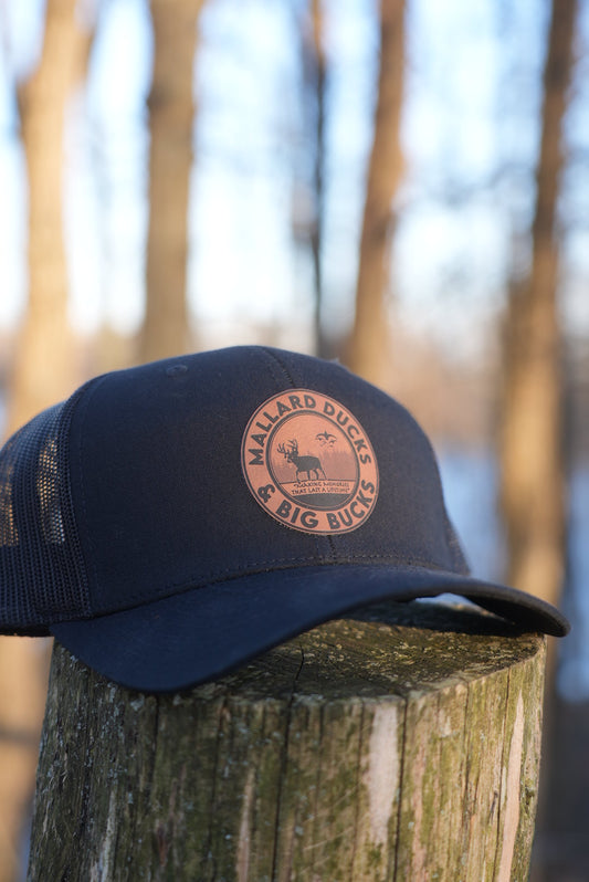 Black Leather Patch Hat